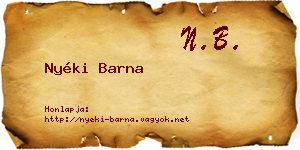 Nyéki Barna névjegykártya
